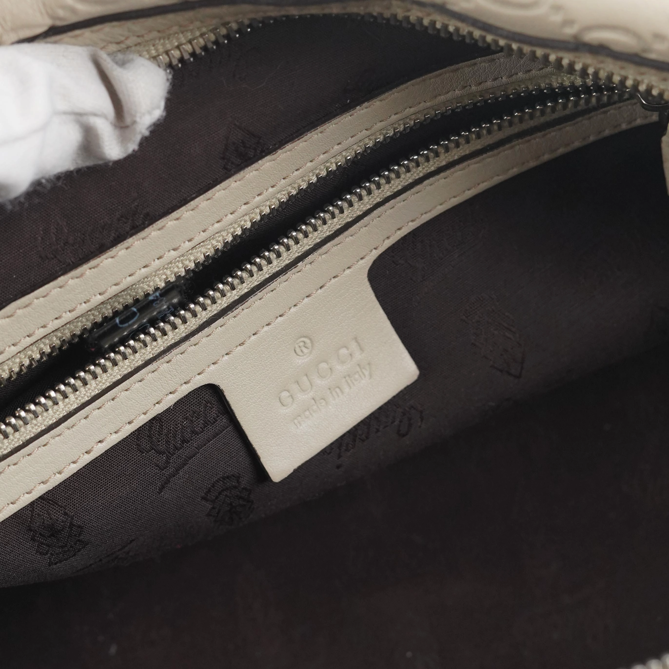 Gucci Guccissima Twin Shoulder Bag Off-White