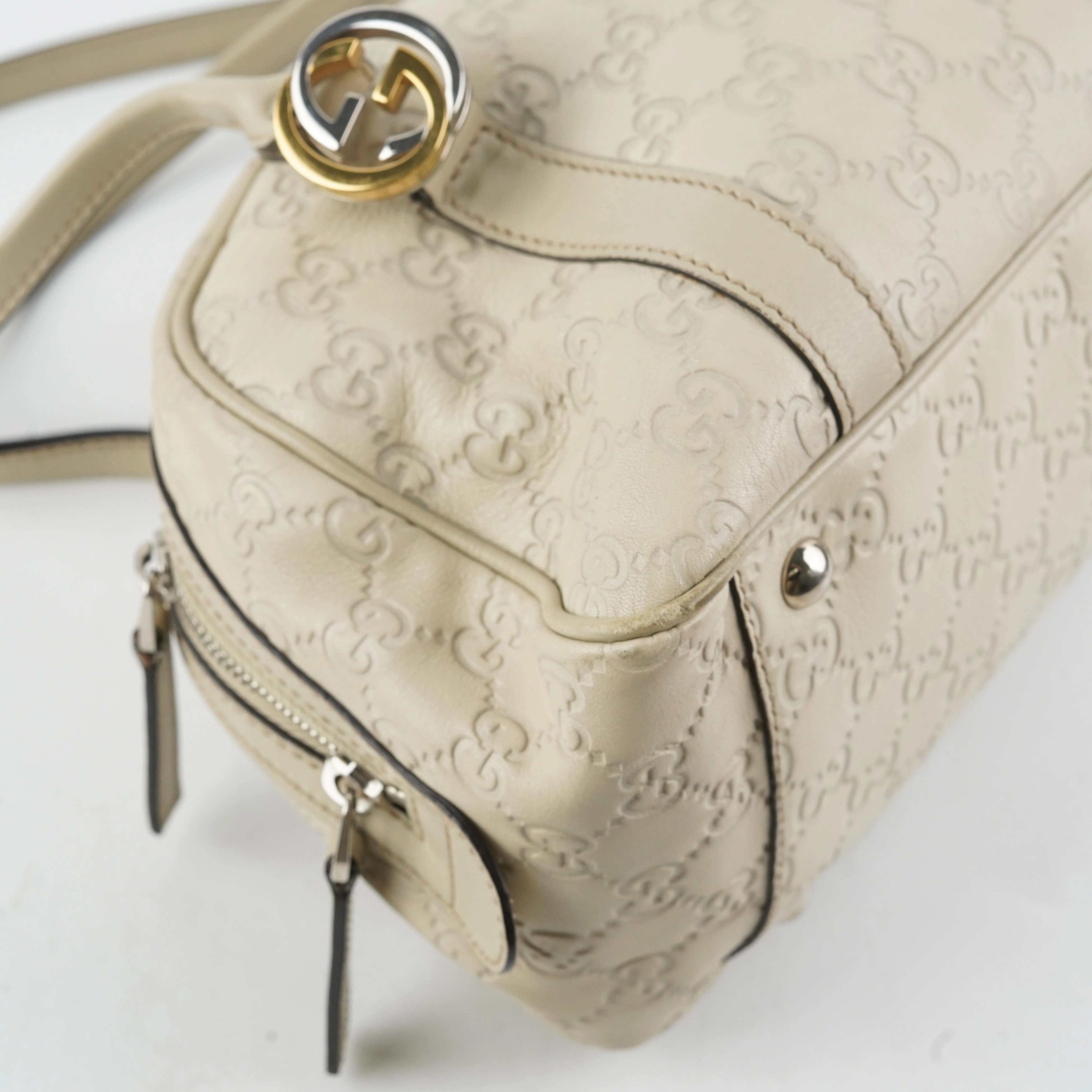 Gucci Guccissima Twin Shoulder Bag Off-White