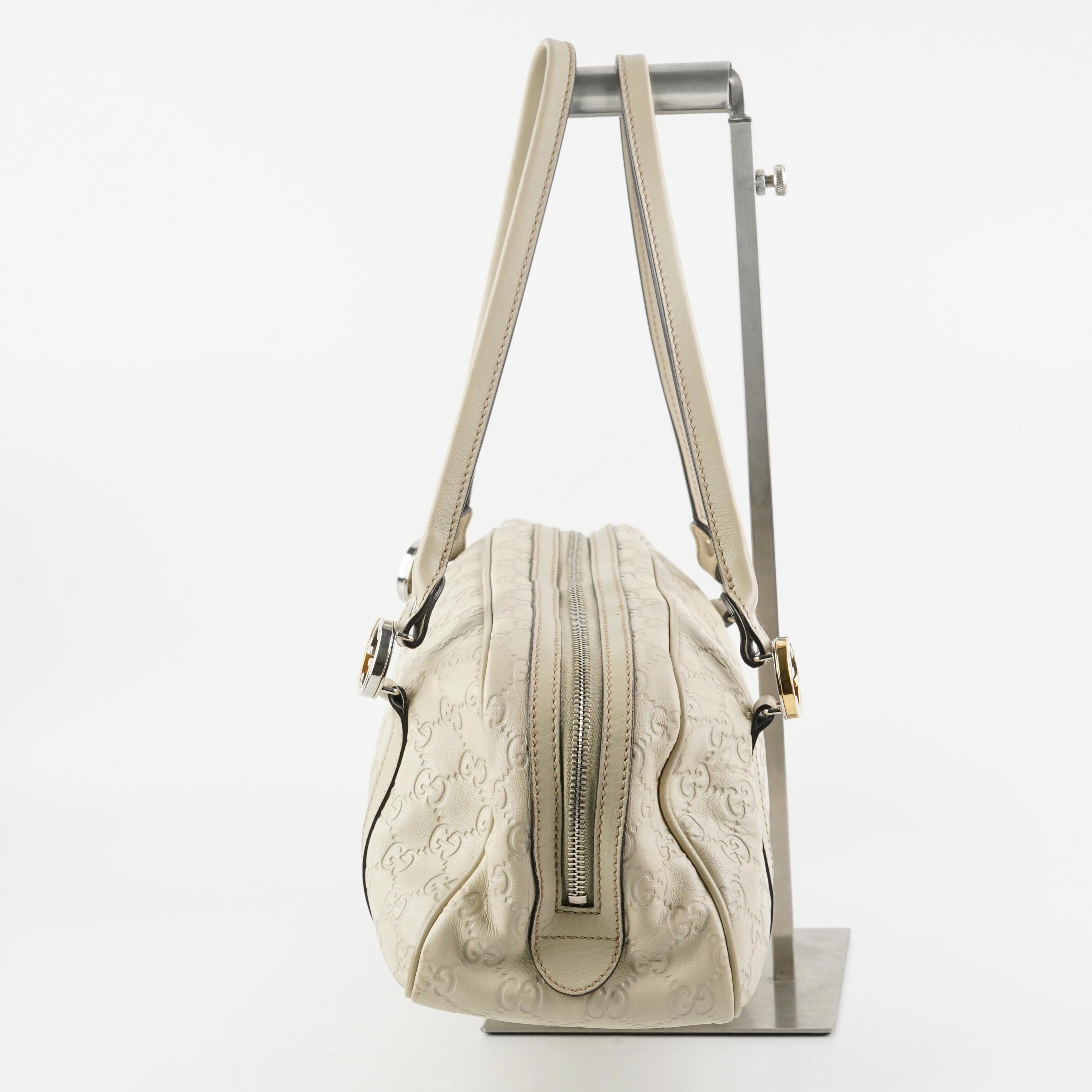 Gucci Guccissima Twin Shoulder Bag Off-White