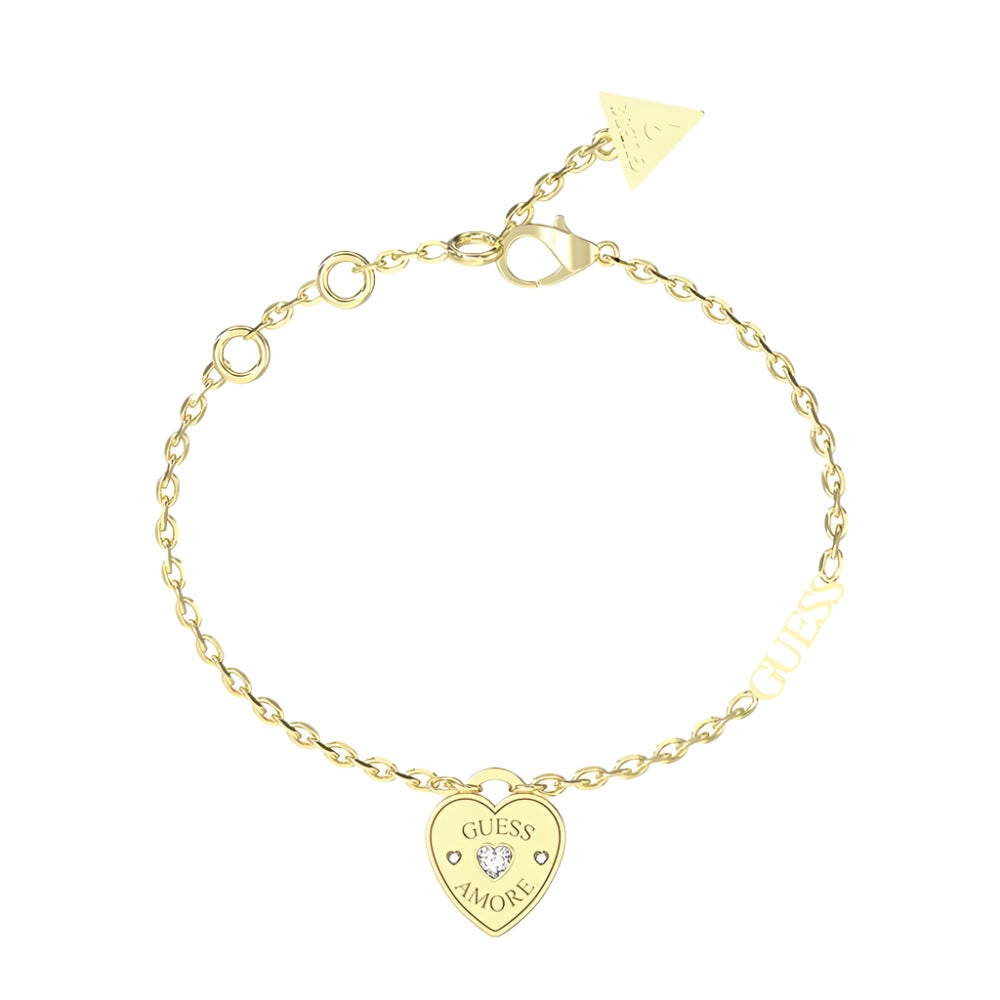 Guess Amore Crystal Heart Bracelet - Gold Tone UBB05057YGL