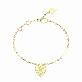 Guess Amore Crystal Heart Bracelet - Gold Tone UBB05057YGL