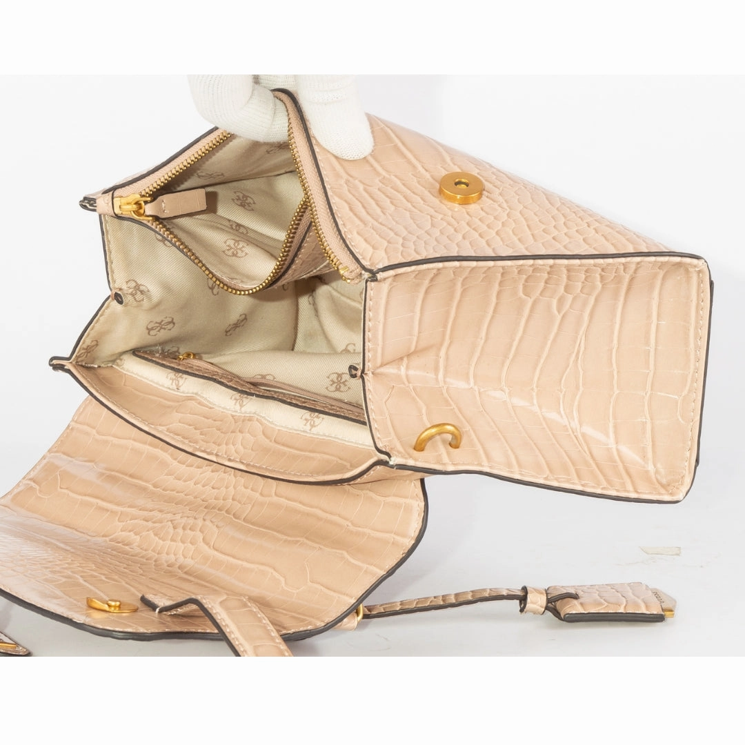 Guess Enisa Croc Textured Satchel