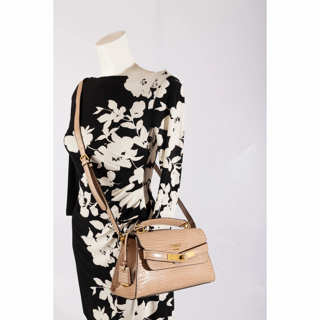 Guess Enisa Croc Textured Satchel