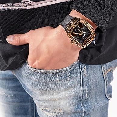Guess Legend Black Dial Leather Strap Watch GW0500G1
