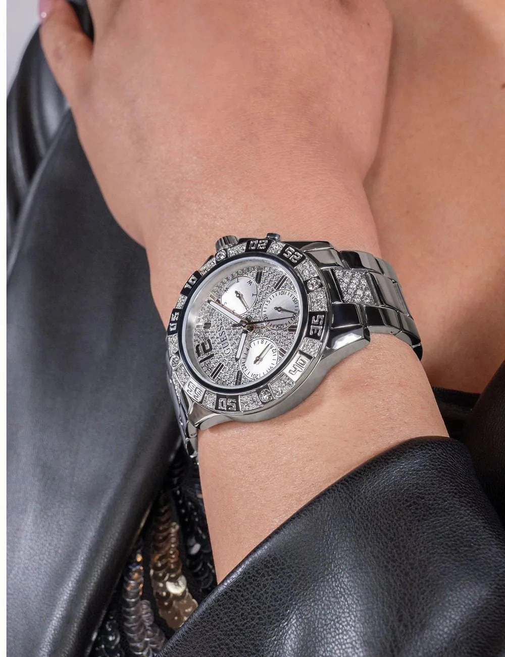 Guess Majesty Silver Dial Stainless Steel Watch GW0771L1