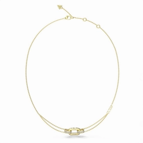 Guess Matelasse Double Chain Necklace JUBN04580JWRYGT- Gold Tone