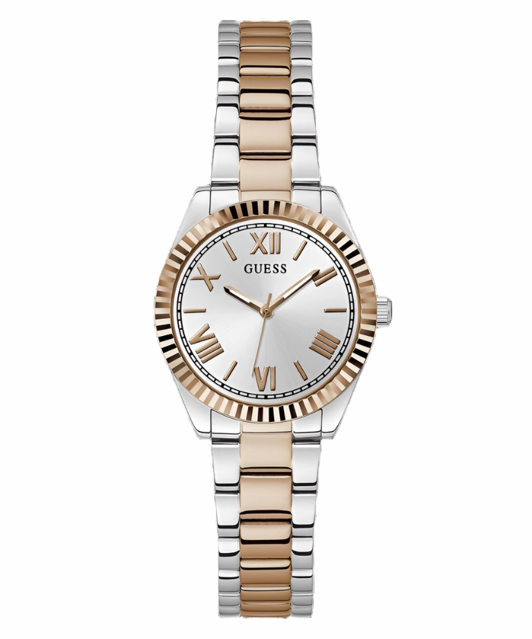Guess  Mini Luna Silver Dial Two Tone Stainless Steel Watch GW0687L3