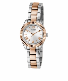 Guess  Mini Luna Silver Dial Two Tone Stainless Steel Watch GW0687L3
