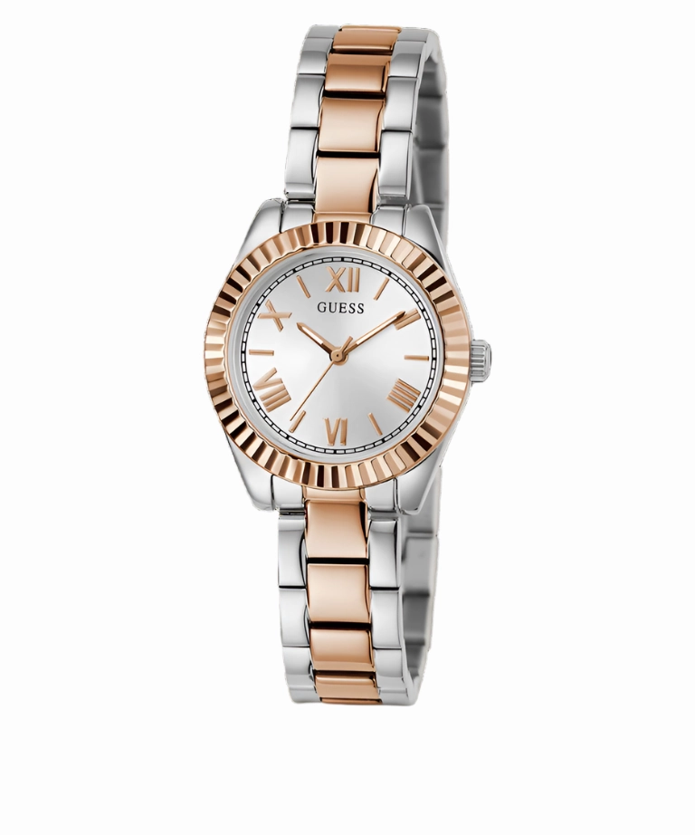 Guess  Mini Luna Silver Dial Two Tone Stainless Steel Watch GW0687L3