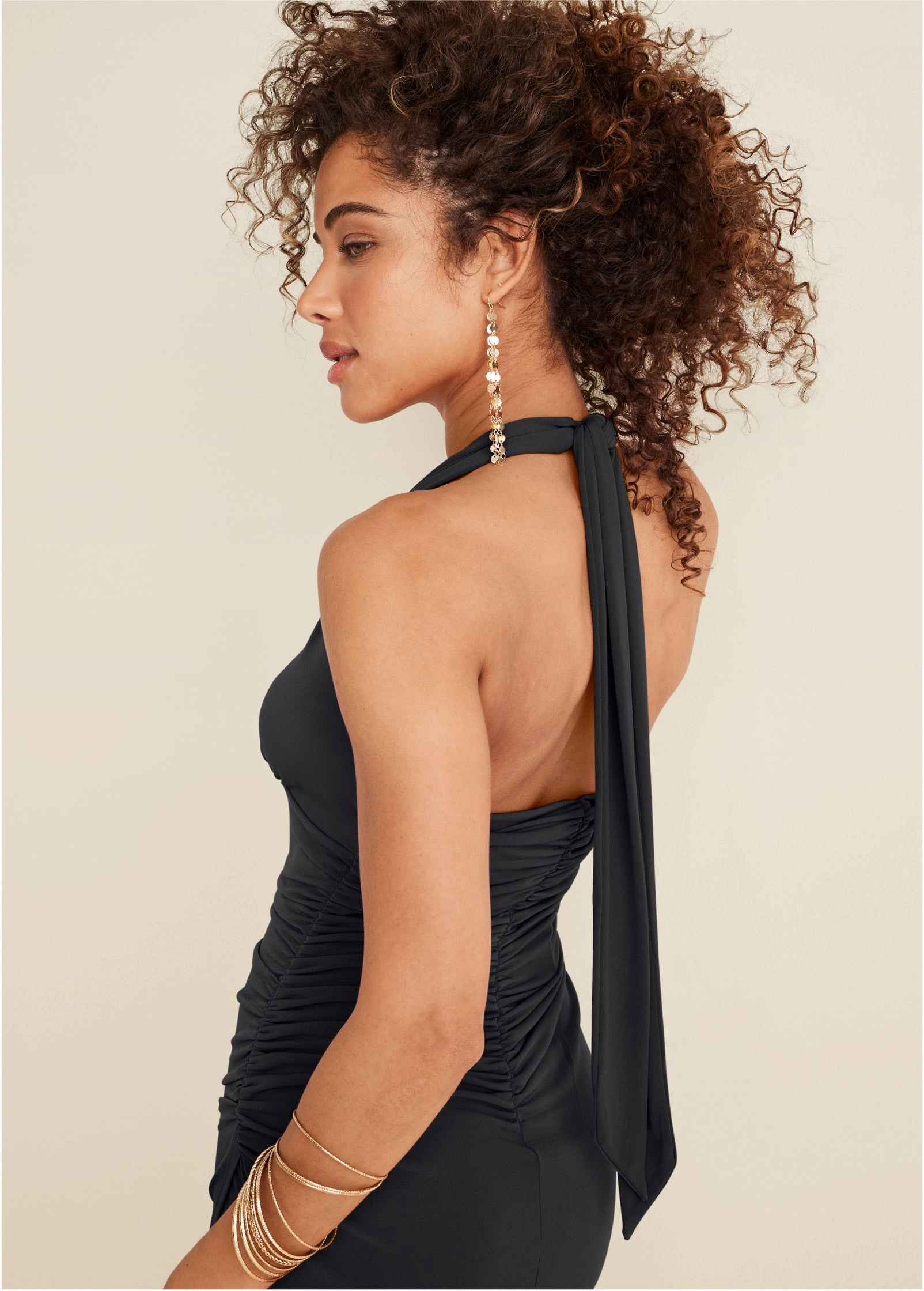 Halter Wrap Dress - Black