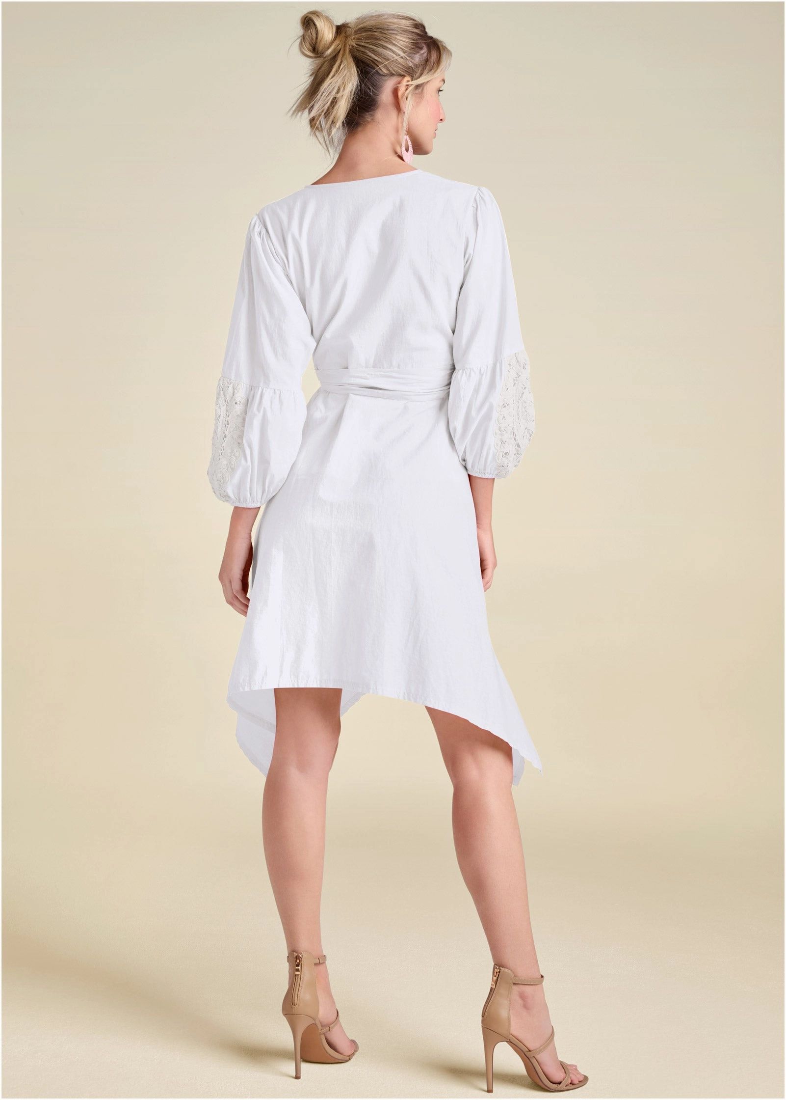 Handkerchief Hem Midi Dress - White