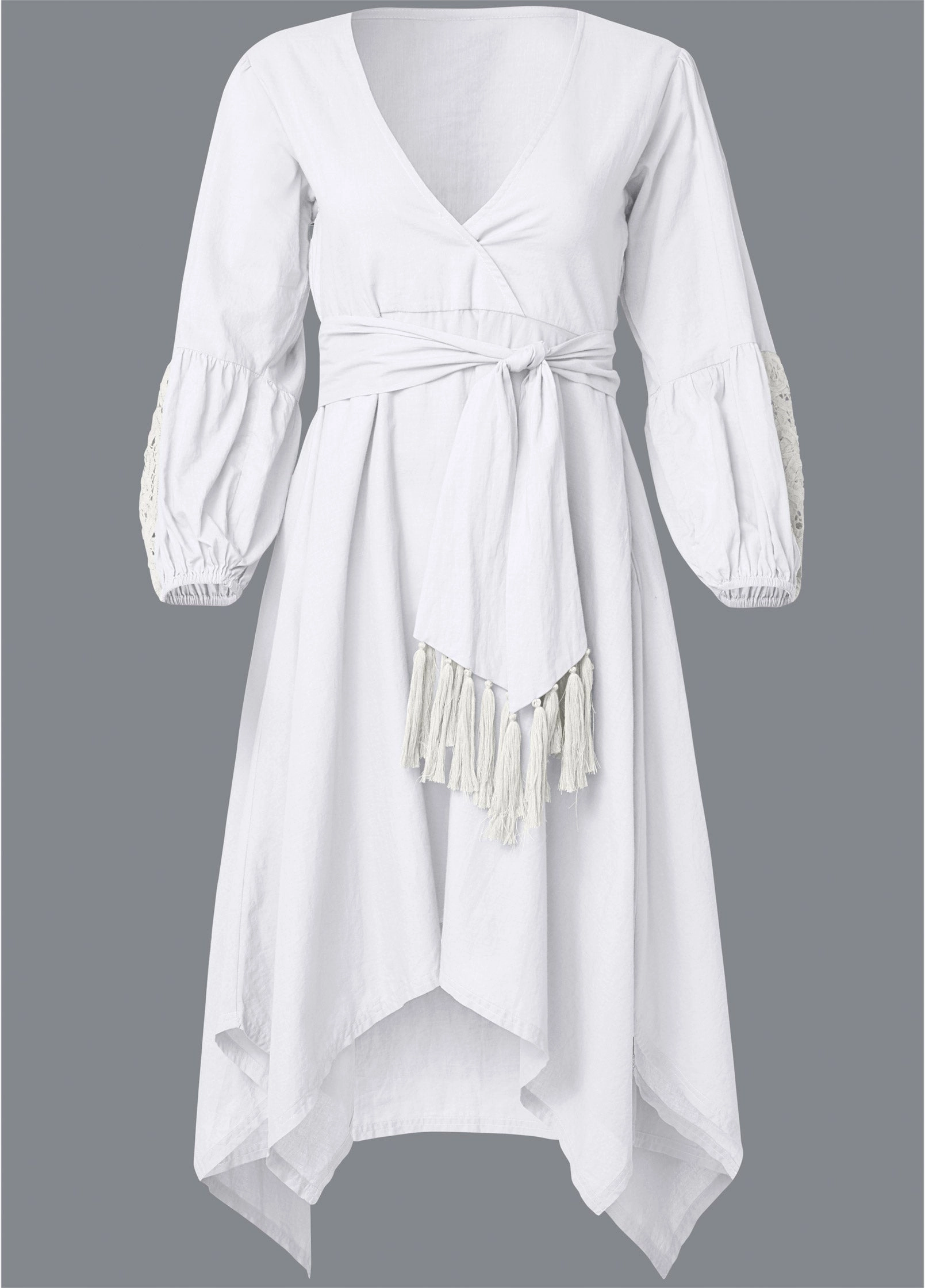 Handkerchief Hem Midi Dress - White