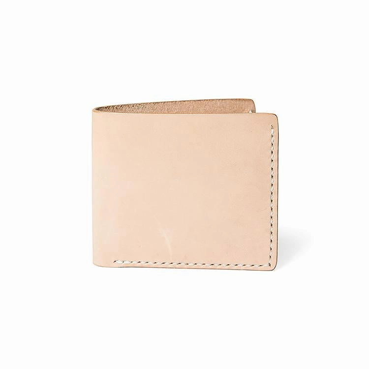 Handmade Beige Leather Mens billfold Wallet Bifold Front Pocket Small Wallet For Men