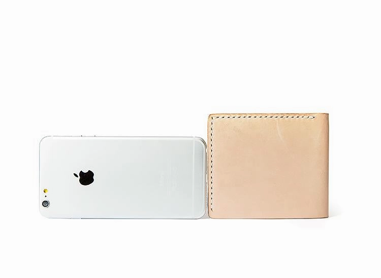 Handmade Beige Leather Mens billfold Wallet Bifold Front Pocket Small Wallet For Men