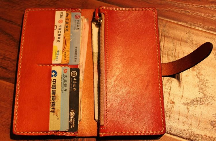 Handmade Black Leather Mens Long Wallet Cool Bifold Long Wallet for Men
