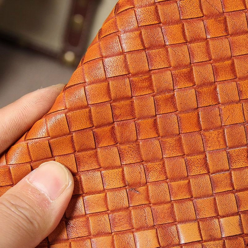 Handmade Braided Leather Mens Long Wallet Brown Zipper Long Wallet for Men