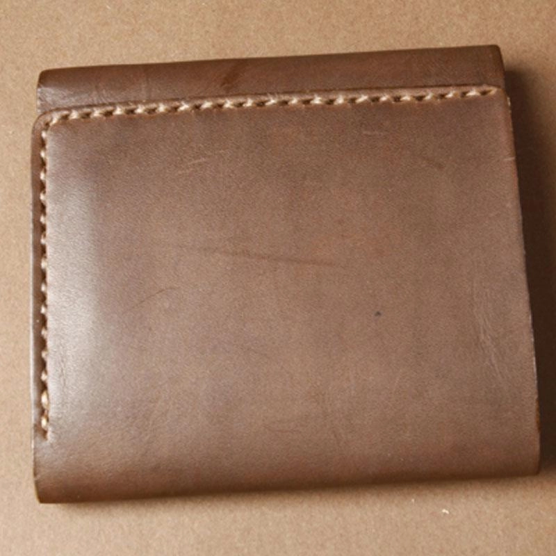 Handmade Coffee Leather Mens Small Trifold Wallet Cool billfold Wallet for Men