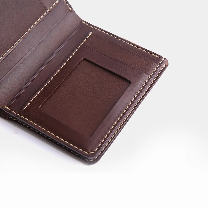 Handmade Cool Leather Mens Bifold Small Wallets billfold Wallet for Men