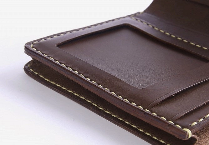 Handmade Cool Leather Mens Bifold Small Wallets billfold Wallet for Men