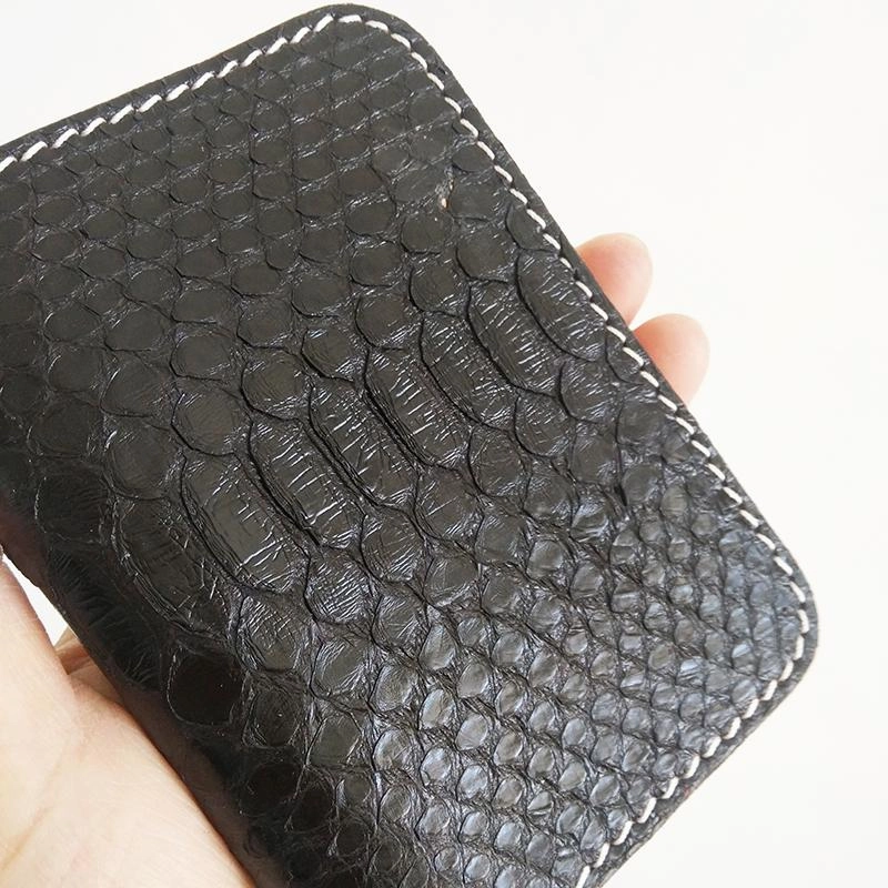 Handmade Cool Mens Snake Skin Small Wallet Slim billfold Wallets Black Card Wallet For Men