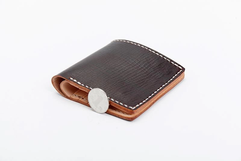 Handmade Dark Brown Leather Mens billfold Wallet Bifold Front Pocket Small Wallet For Men