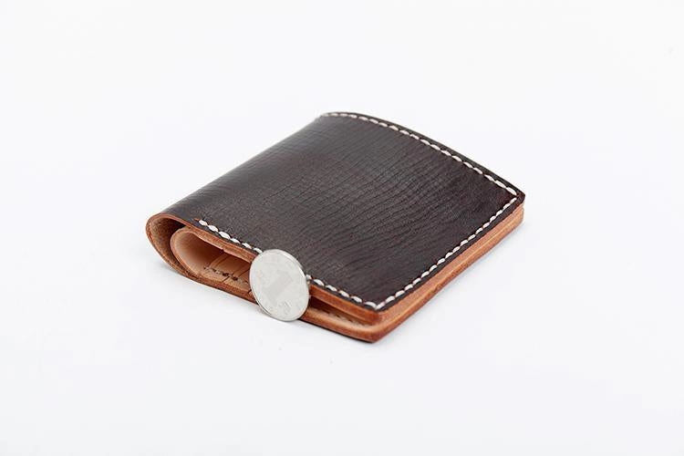 Handmade Dark Brown Leather Mens billfold Wallet Bifold Front Pocket Small Wallet For Men