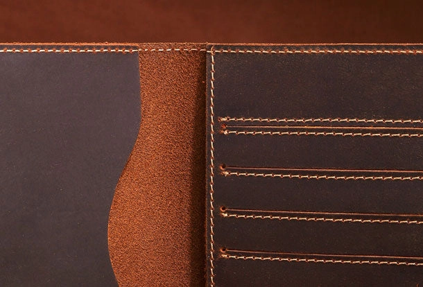 Handmade Genuine Leather Clutch Passport Wallet Bifold Long Wallet Purse Bag For Mens
