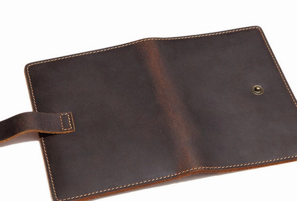 Handmade Genuine Leather Clutch Passport Wallet Bifold Long Wallet Purse Bag For Mens