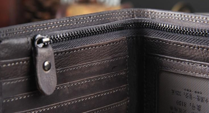 Handmade Genuine Leather Mens Cool Billfold Leather Wallet Men billfold Wallets Bifold for Men