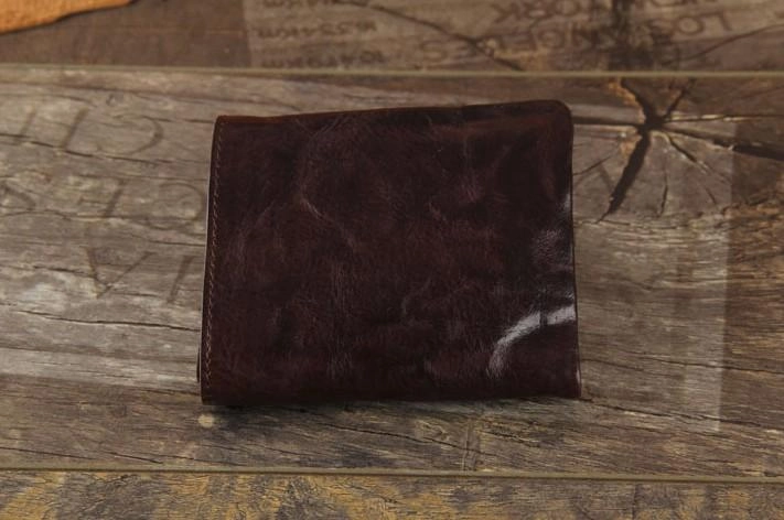 Handmade Genuine Leather Mens Cool Slim Leather Billfod Wallet Men billfold Wallets Bifold for Men