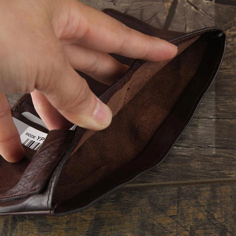 Handmade Genuine Leather Mens Cool Slim Leather Billfod Wallet Men billfold Wallets Bifold for Men