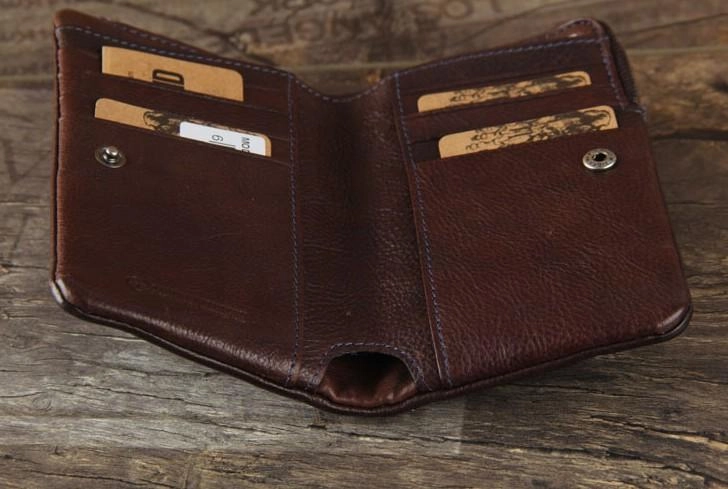 Handmade Genuine Leather Mens Cool Slim Leather billfold Wallet Men Small Wallets Bifold for Men