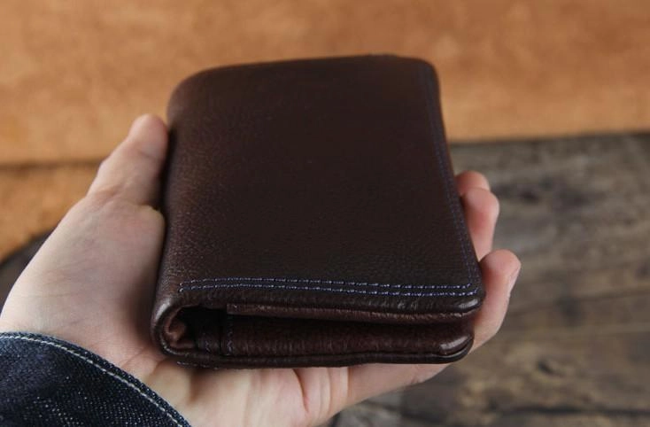 Handmade Genuine Leather Mens Cool Slim Leather billfold Wallet Men Small Wallets Bifold for Men