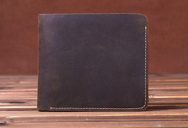 Handmade Genuine Leather Wallet billfold Leather Wallet Bifold Slim Wallet Purse Bag For Mens