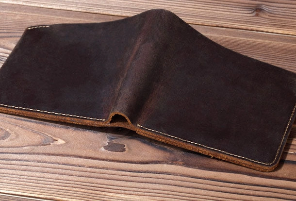 Handmade Genuine Leather Wallet billfold Leather Wallet Bifold Slim Wallet Purse Bag For Mens