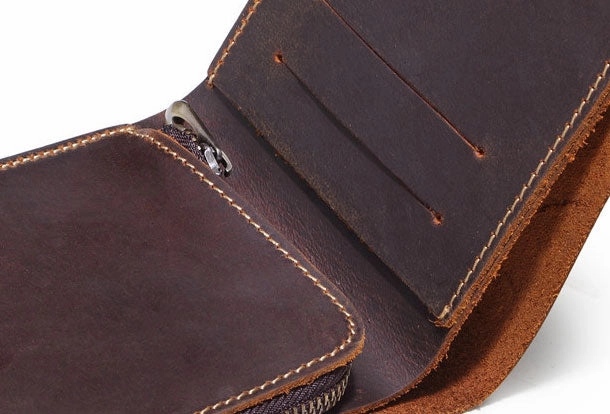 Handmade Genuine Leather Wallet billfold Leather Wallet Bifold Slim Wallet Purse Bag For Mens
