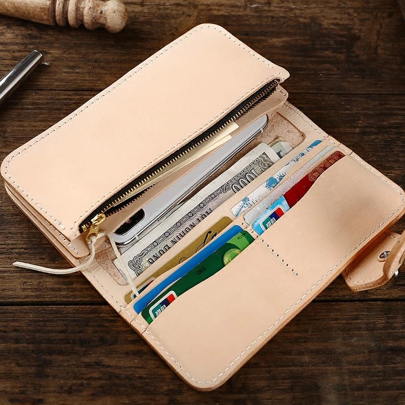 Handmade Leather Biker Chain Wallets Mens Cool Chain Long Wallet with Chain