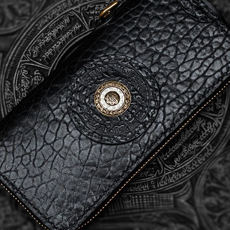 Handmade Leather Black Chain Wallet Mens Biker Wallet Cool Leather Wallet Long Wallets for Men