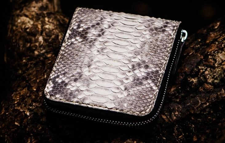 Handmade Leather Boa Skin Mens billfold Wallet Cool Small Wallet Wallet for Men