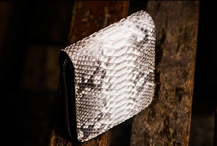 Handmade Leather Boa Skin Mens billfold Wallet Cool Small Wallet Wallet for Men