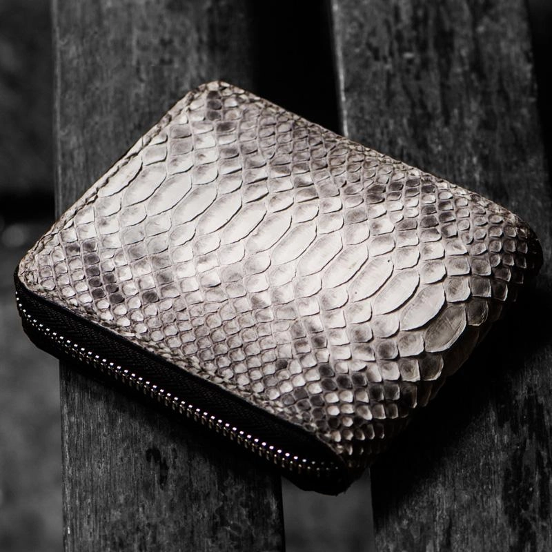 Handmade Leather Boa Skin Mens billfold Wallet Cool Small Wallet Wallet for Men