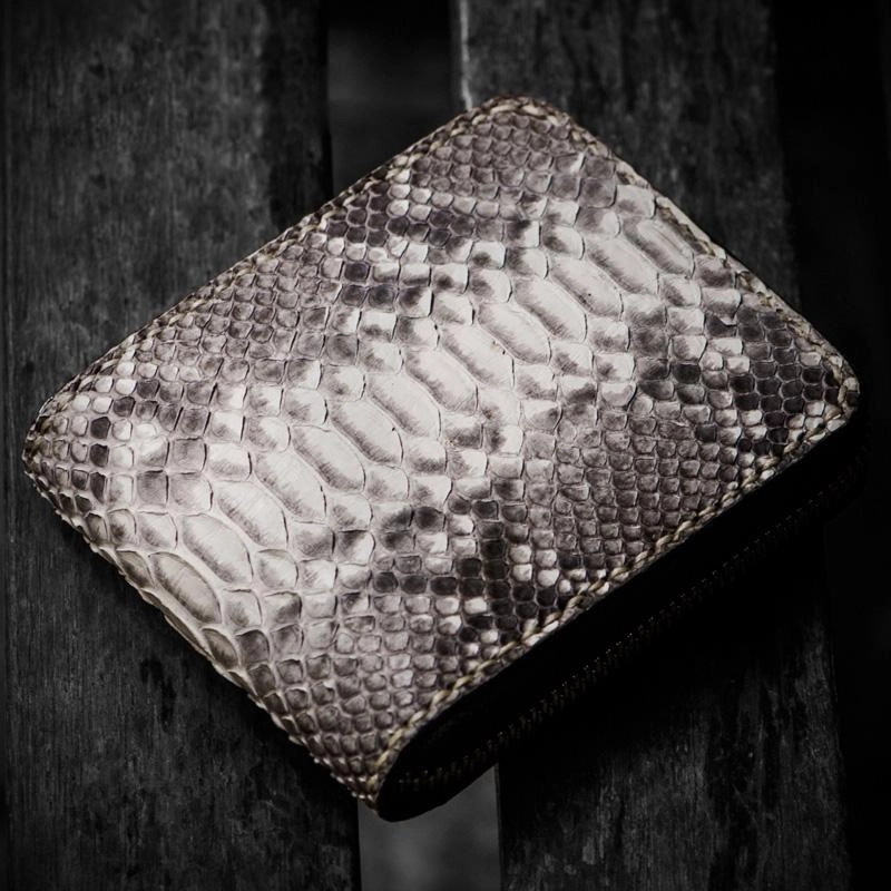 Handmade Leather Boa Skin Mens billfold Wallet Cool Small Wallet Wallet for Men