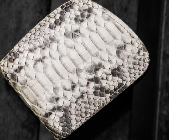 Handmade Leather Boa Skin Tooled Mens billfold Wallet Cool Small Wallet for Men