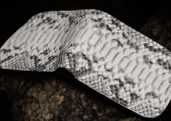 Handmade Leather Boa Skin Tooled Mens billfold Wallet Cool Small Wallet for Men