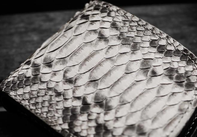 Handmade Leather Boa Skin Tooled Mens billfold Wallet Cool Small Wallet for Men