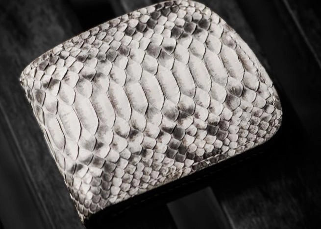 Handmade Leather Boa Skin Tooled Mens billfold Wallet Cool Small Wallet for Men