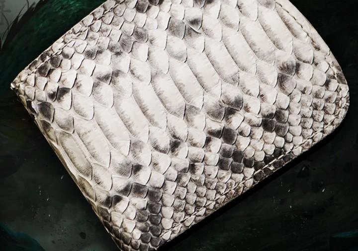 Handmade Leather Boa Skin Tooled Mens billfold Wallet Cool Small Wallet for Men