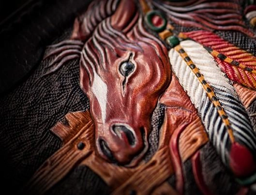 Handmade Leather Fine Horse Tooled Mens billfold Wallet Cool Leather Wallet Slim Wallet for Men