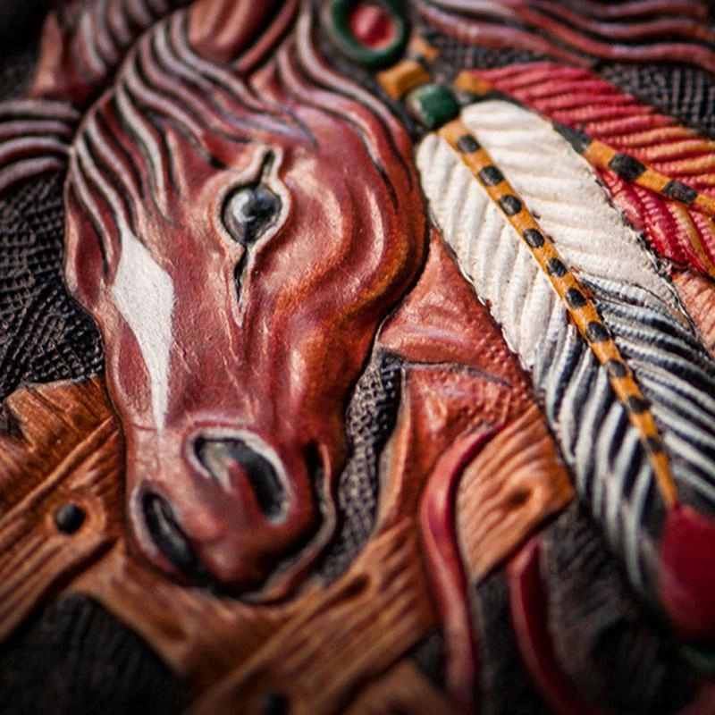 Handmade Leather Fine Horse Tooled Mens billfold Wallet Cool Leather Wallet Slim Wallet for Men