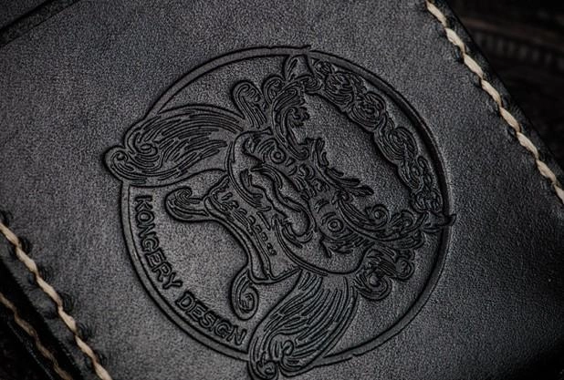 Handmade Leather License Wallet Tooled Carp Mens billfold Wallet Cool Leather Wallet Slim Wallet for Men